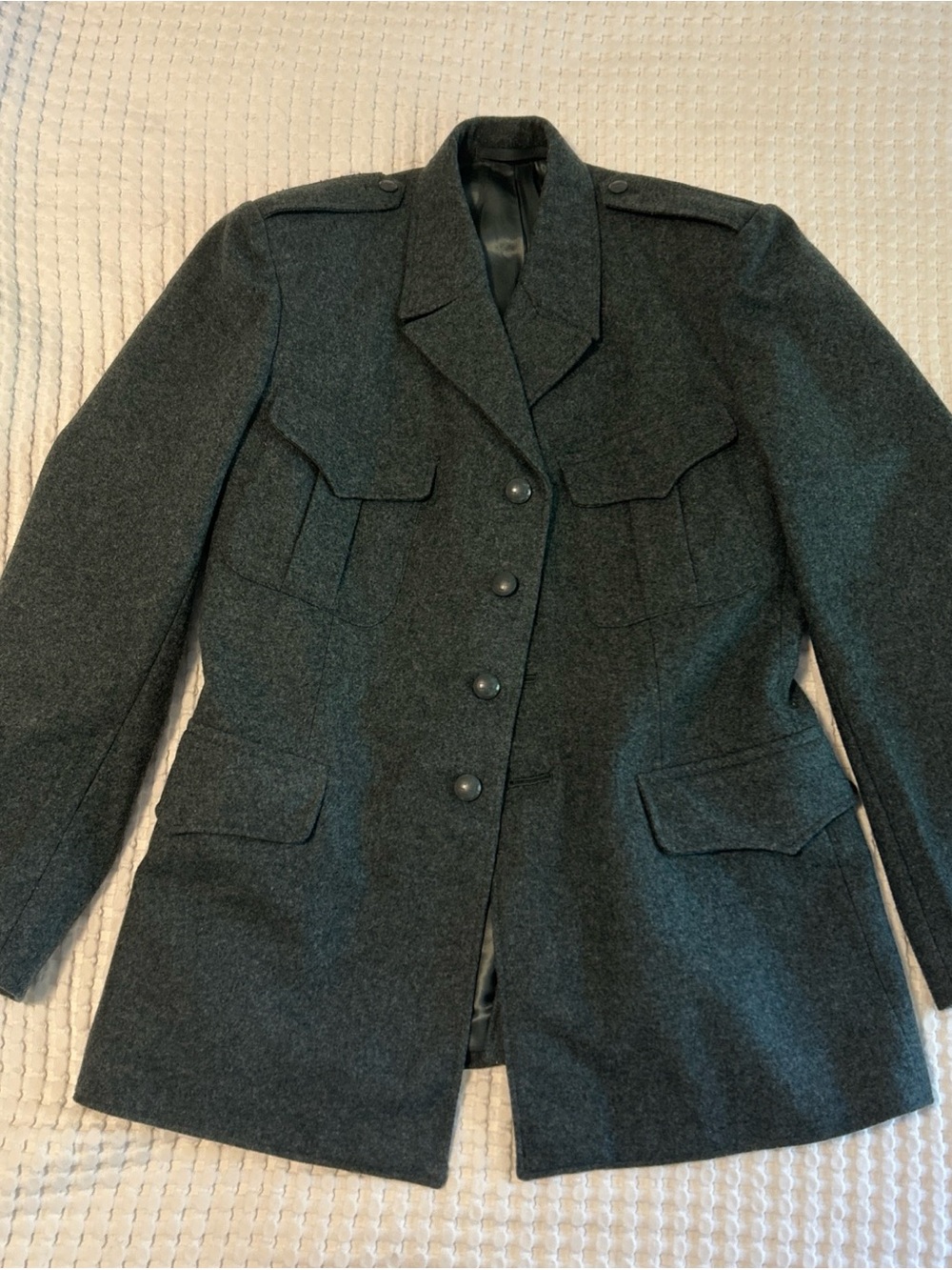 Men’s Green Vintage Swiss Army 90s Military-Style Wool Blend Jacket 40R/42R